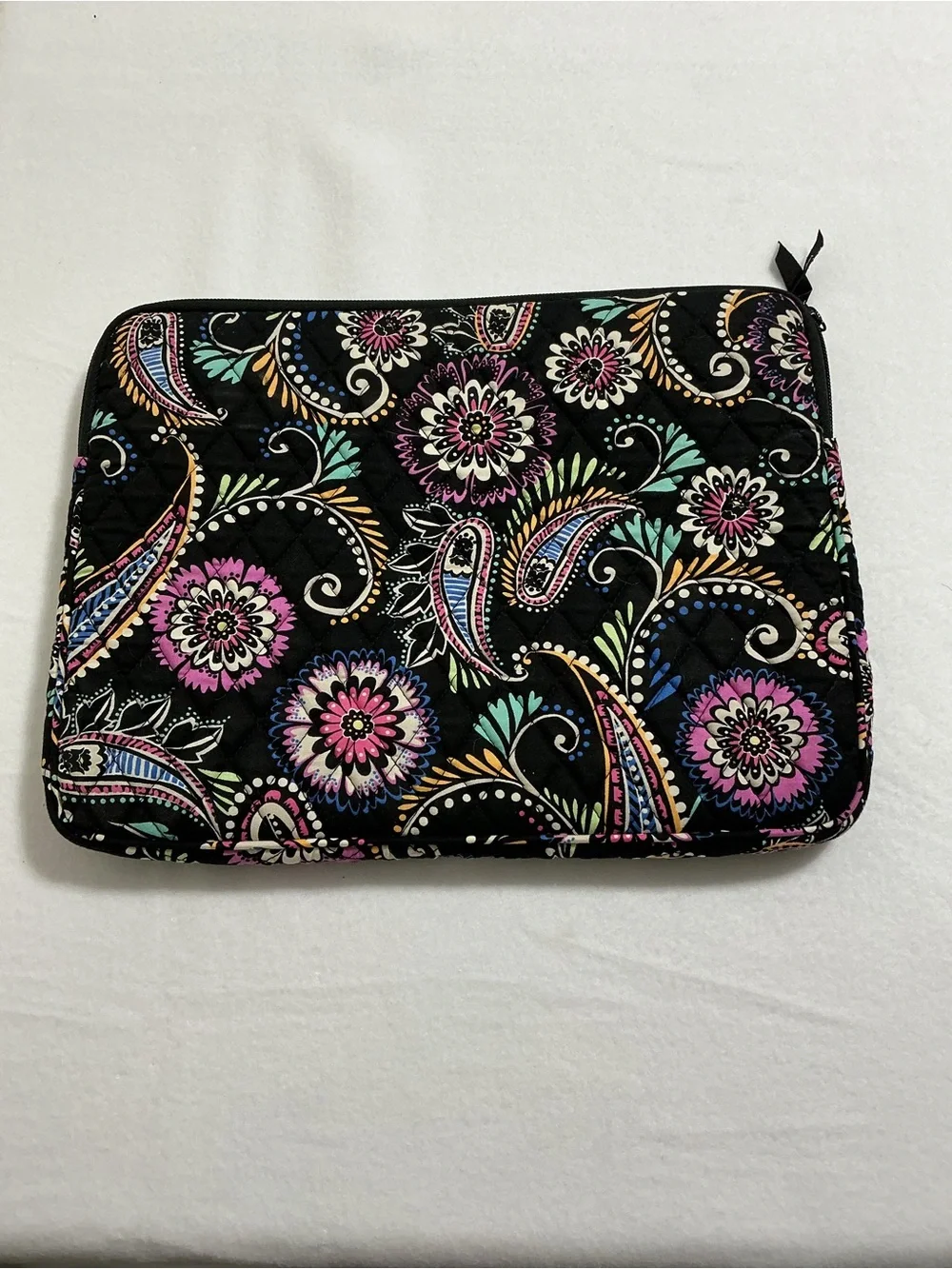 Vera Bradley Black Multicolor Paisley Quilted Laptop Sleeve Case
